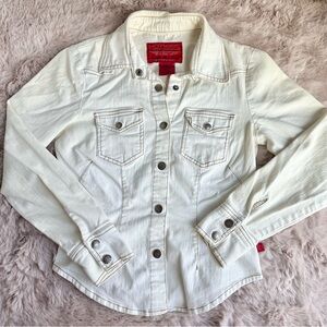 Vintage Y2K Hot Kiss White Fitted Denim Button Up Jacket